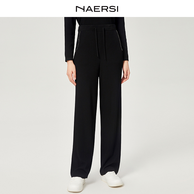 【都市户外】娜尔思简约百搭黑色长裤25秋季新款裤子NV04152W0