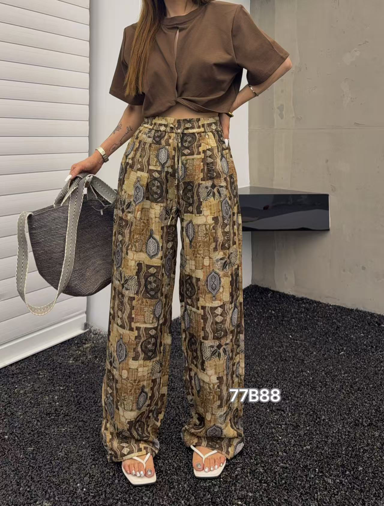 《GZZY》77B88复古原单设计感小众高腰休闲宽松直筒麻裤