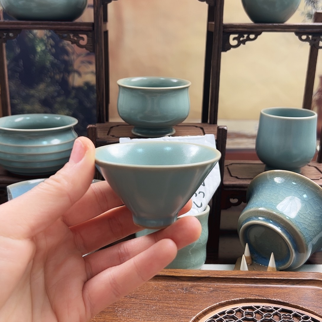 仿古釉水斗笠杯纯手杯