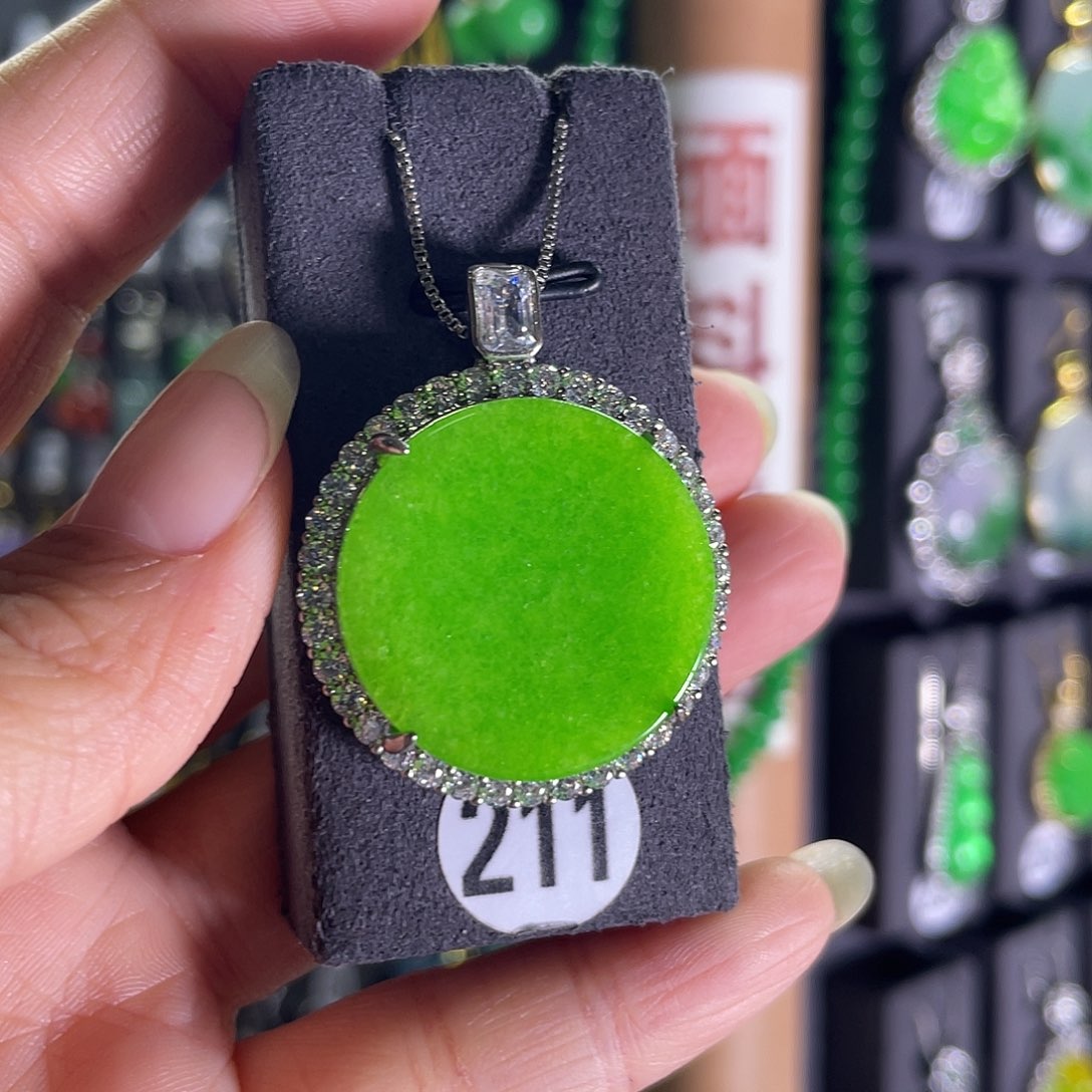 翡翠银S925镀金镶嵌耳饰211