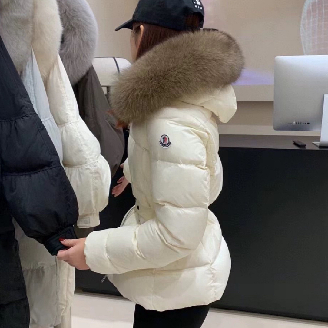 【小腰精】白鸭绒收腰真毛领短款显瘦羽绒服冬季外套