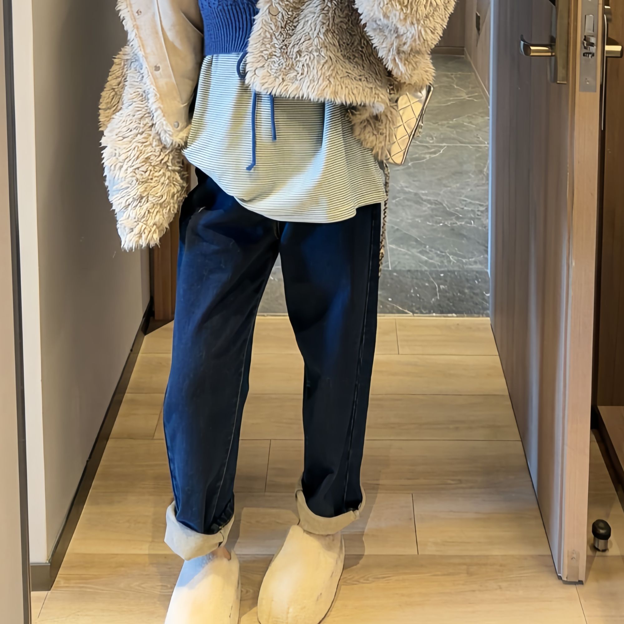 M家【比例王！9分】加绒显瘦牛仔裤