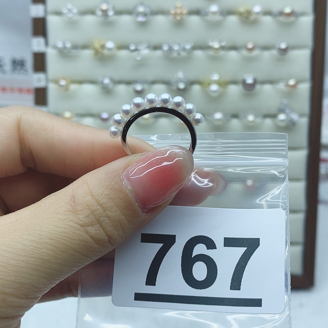 淡水珍珠戒指银S925镶嵌无***秋767拍2发1