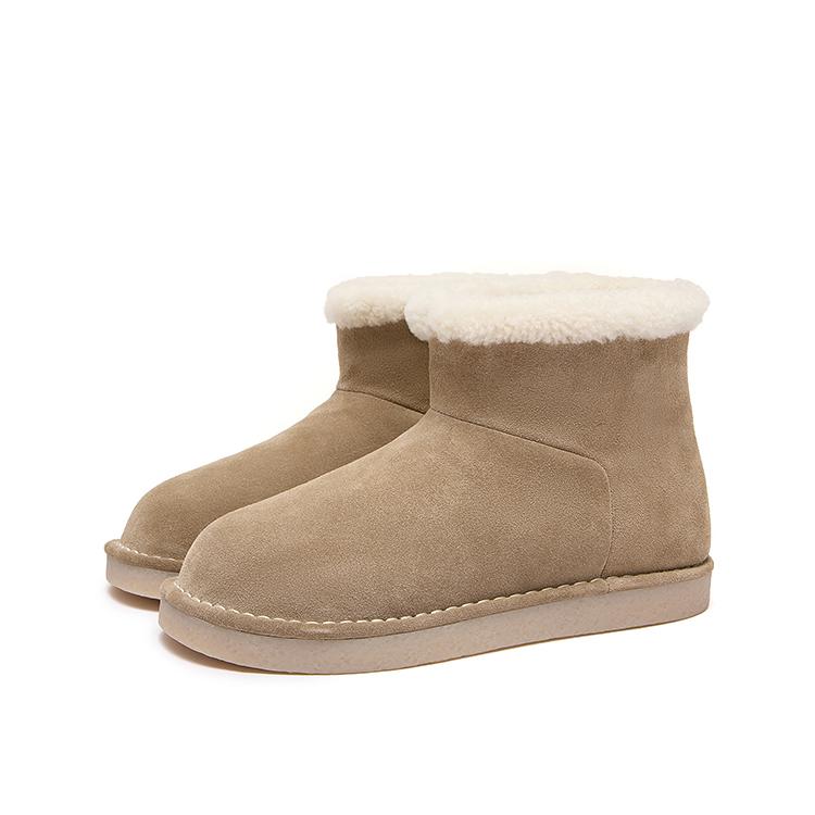 【美希家】雪地靴 高丝光牛反毛羊毛内增高雪地高帮鞋