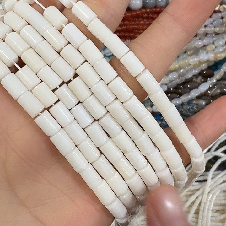 玛瑙/玉髓合金珠宝半成品一条5mm白原址桶珠