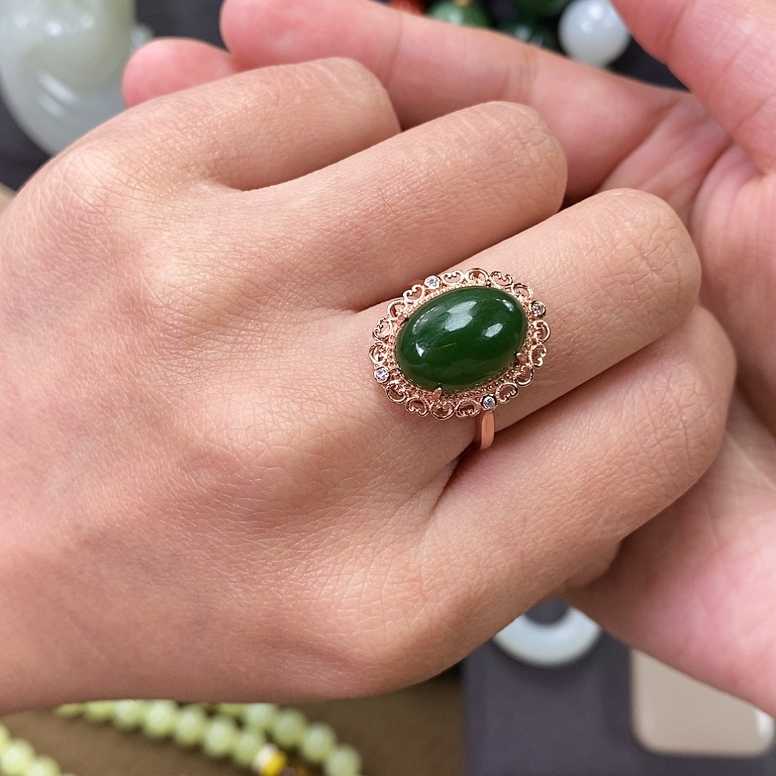 和田玉戒指银S925镶嵌o s