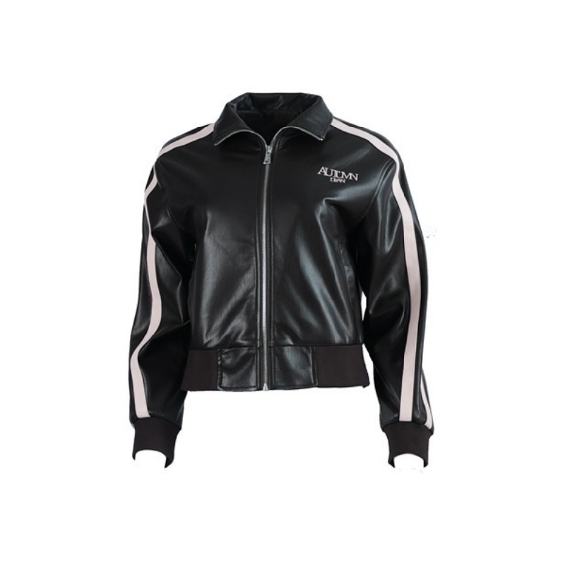 【小花专享】时尚百搭仿皮拉链衫 D431821