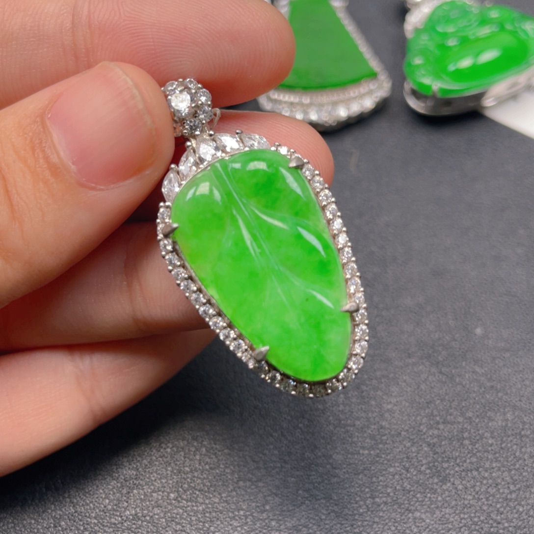 翡翠银S925镶嵌吊坠(不含链)