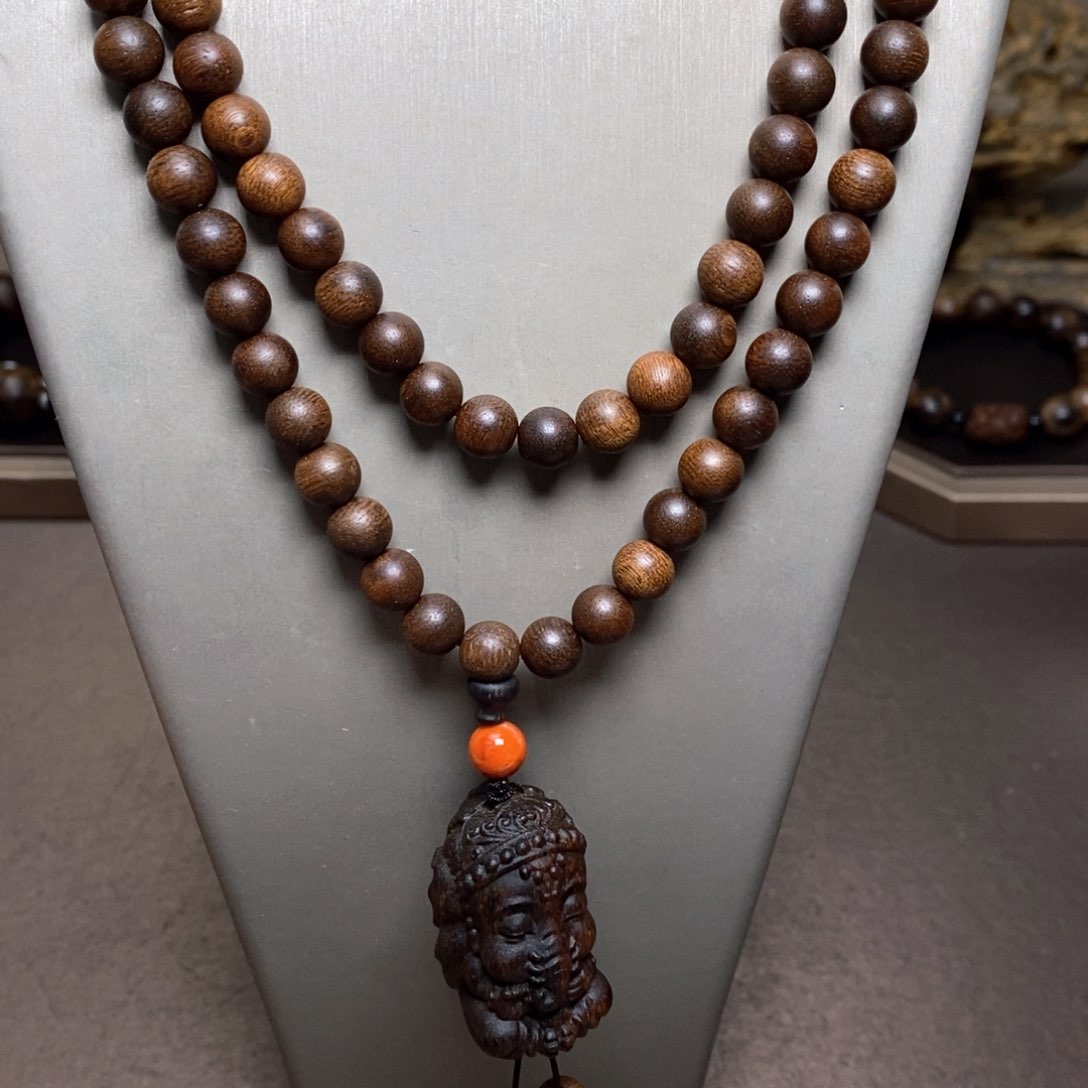 沉香手串越南富森红土糖结玉化0.8+芽庄白棋沉香木雕