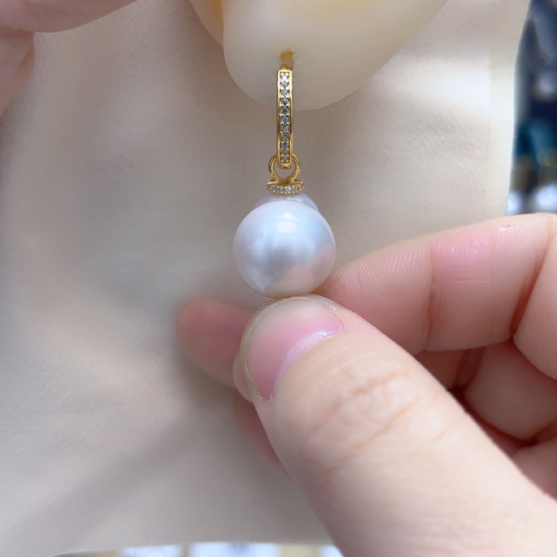淡水珍珠耳饰银S925镶嵌