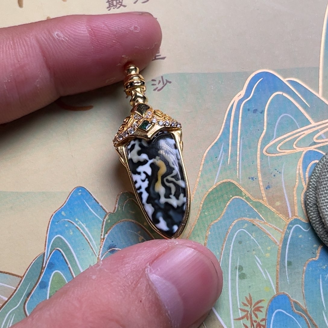 琥珀银S925镶嵌裸石蜜蜡镶嵌吊坠