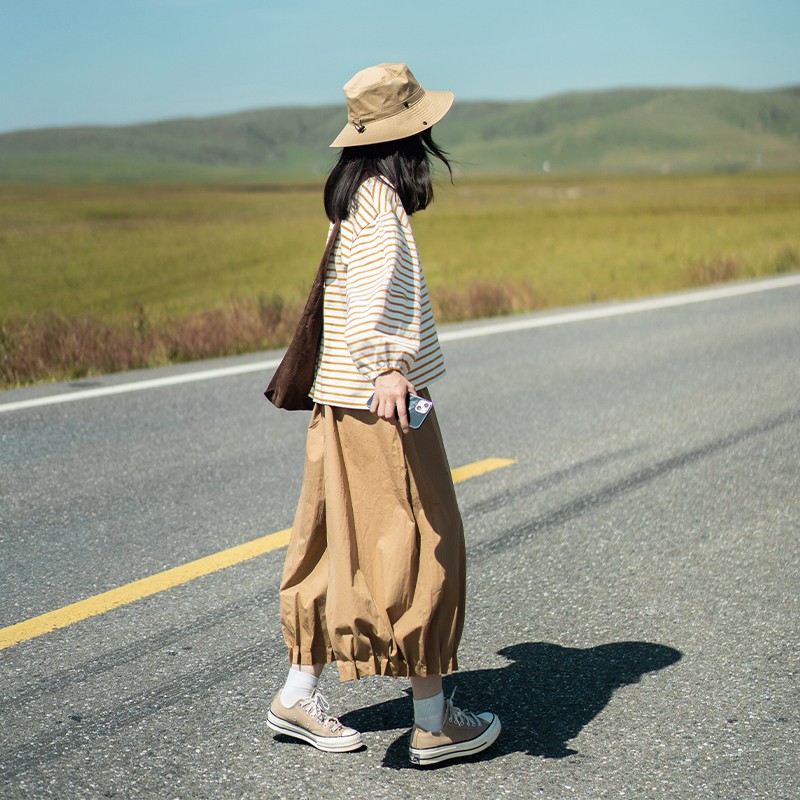 古苔「花苞裤」灯笼裤气球裤 日系穿搭文艺复古压褶 GOODTIME清凉