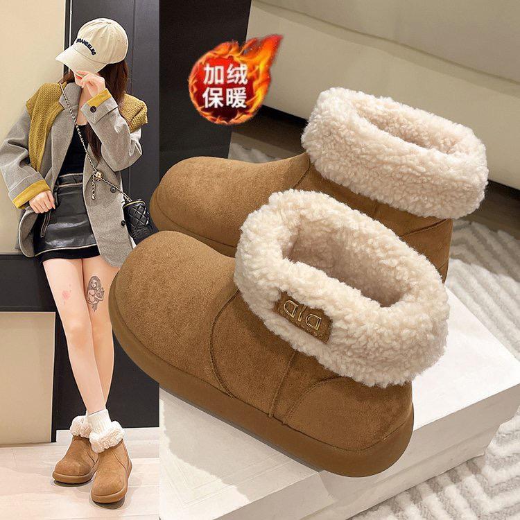 羊羔毛轻便保暖雪地靴女2025冬季翻毛皮加绒加厚保暖防水防滑棉鞋
