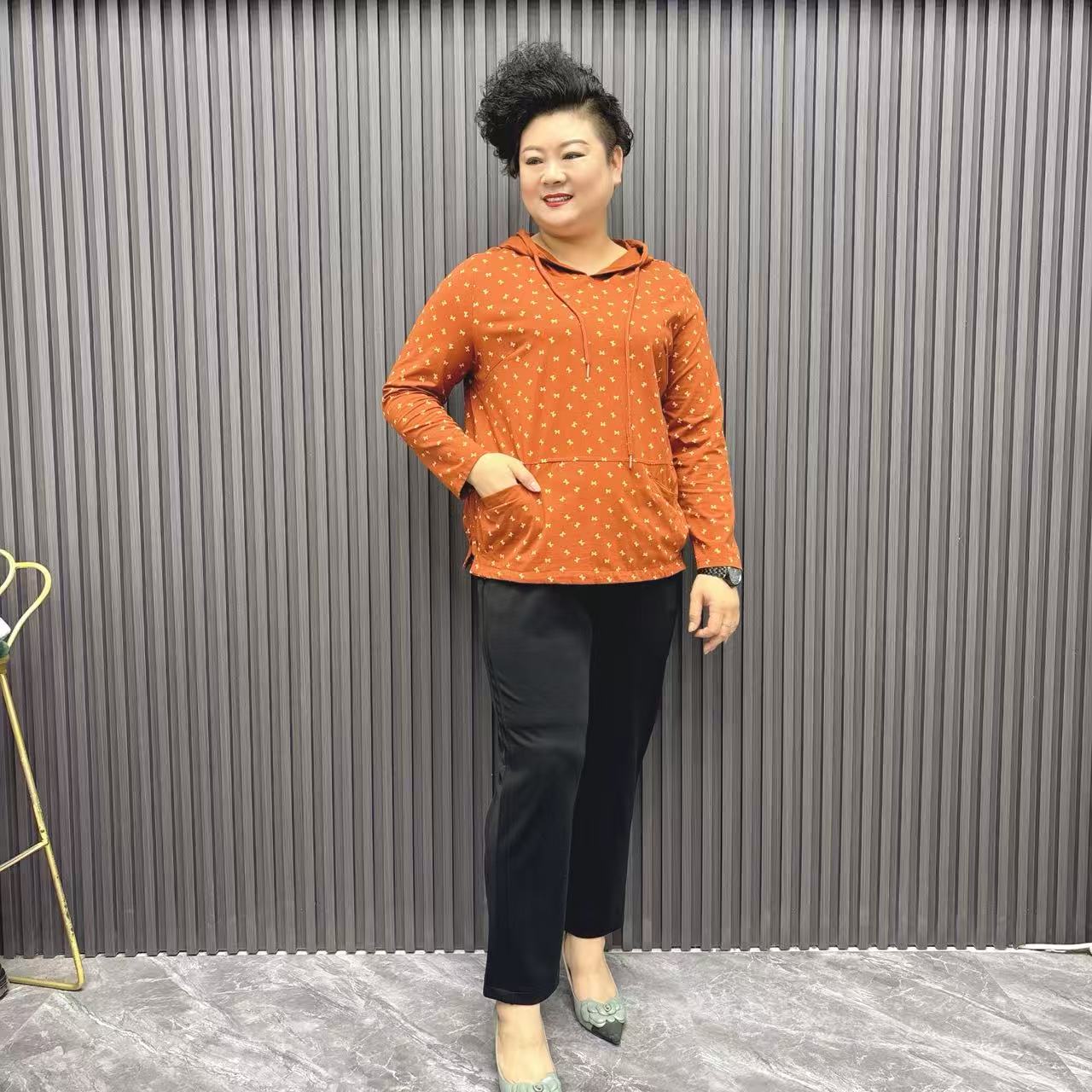 肥大码女装秋款休闲衫906长袖