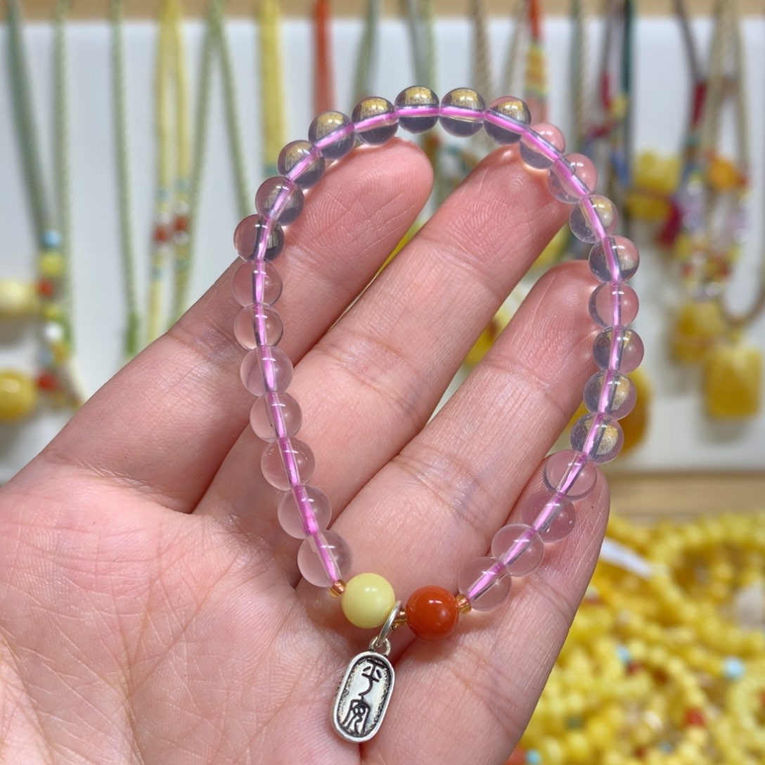 水晶手链银S925镶嵌6m m