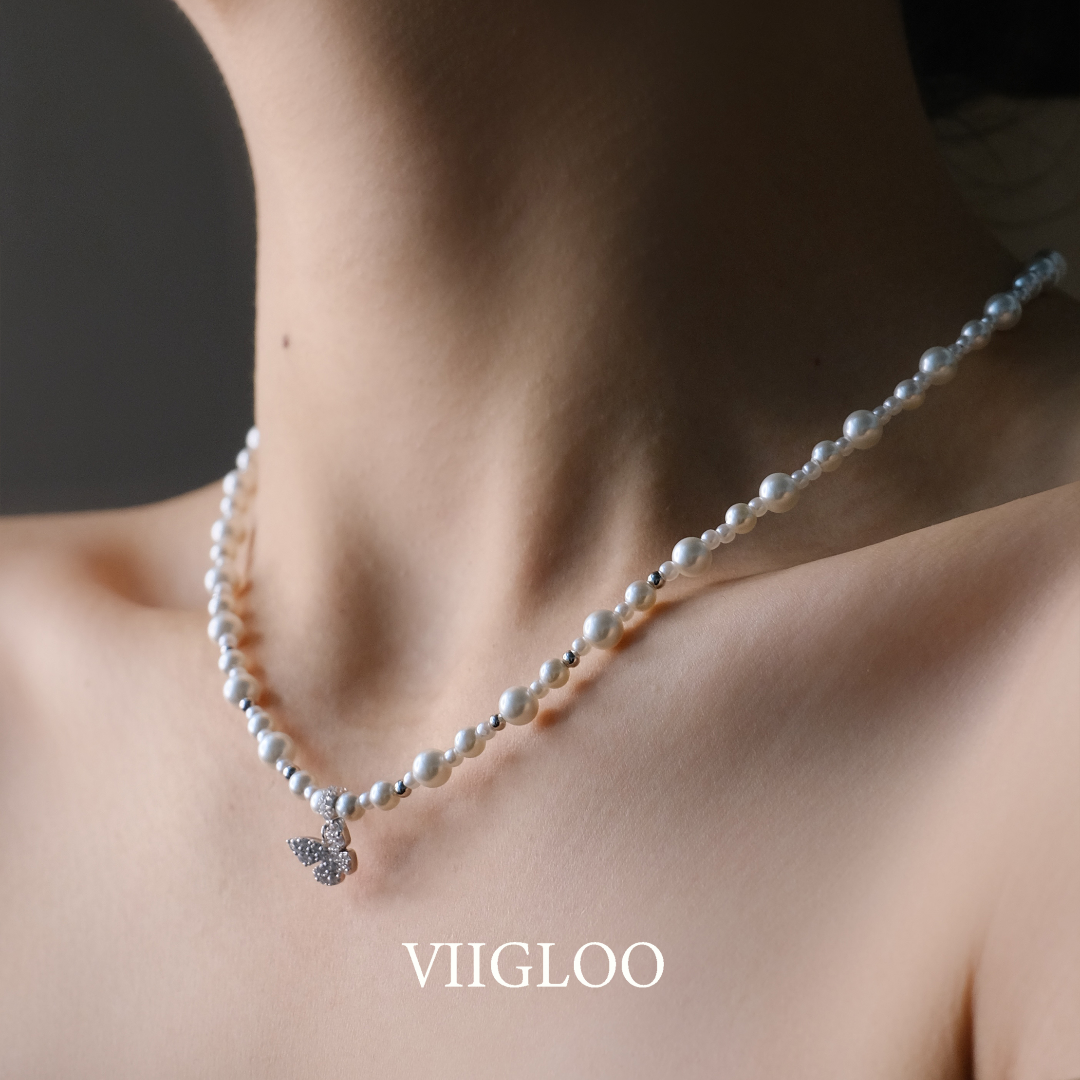 ⅦGLOO柒光｜ 蝶影流光-原创设计小众精致蝴蝶泡泡项链优雅礼物