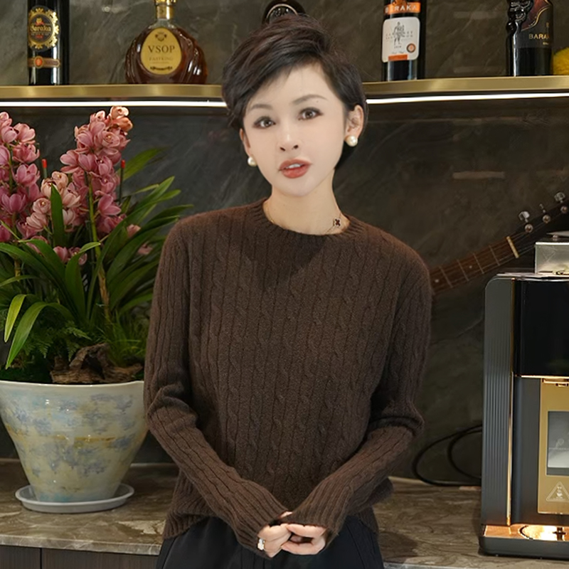 【缂纹轻织】100牦牛绒百搭保暖显瘦针织衫 MG8653