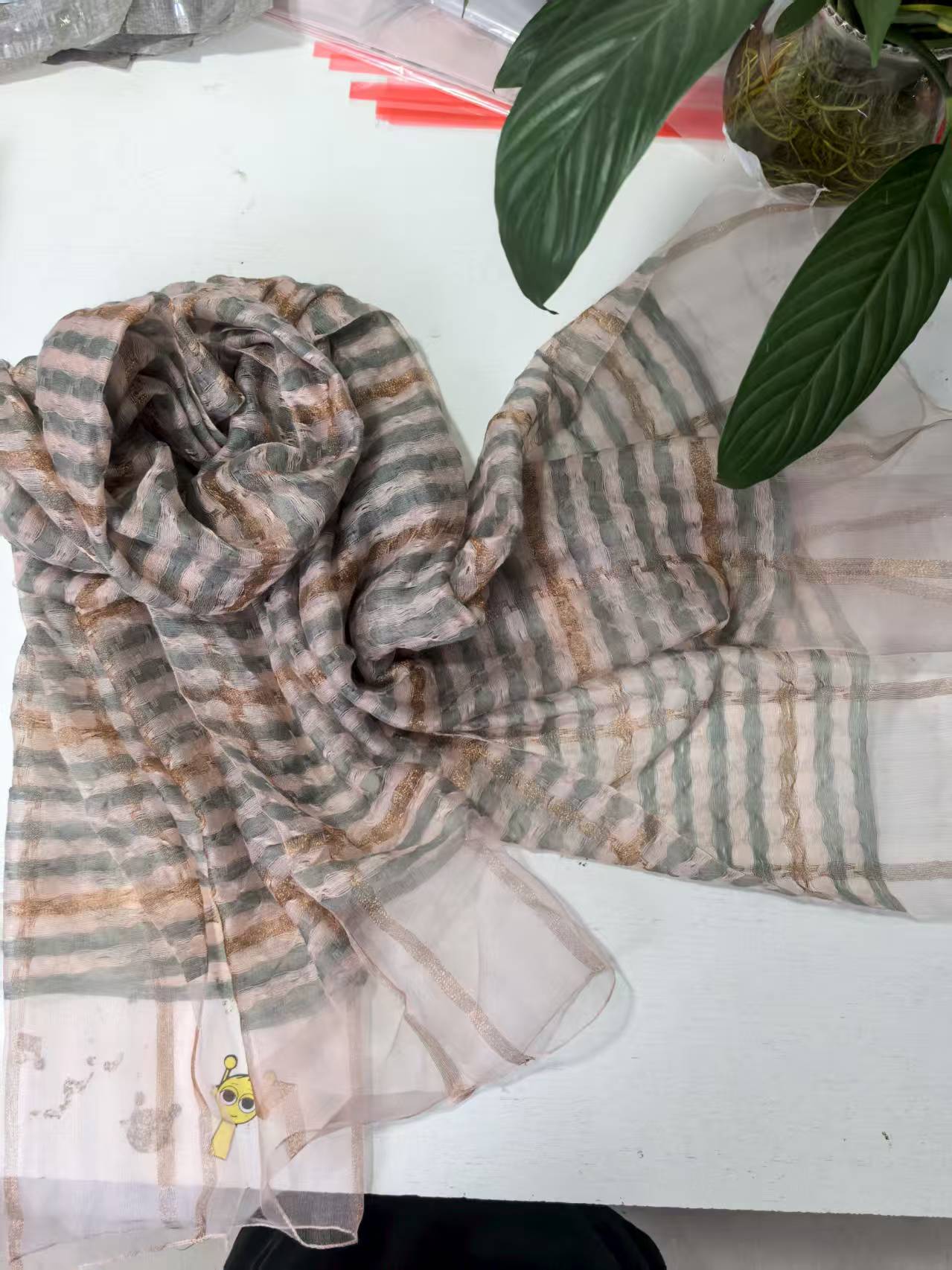 C302 粉色千鸟格 桑蚕丝羊毛围巾丝巾披肩通用75*180