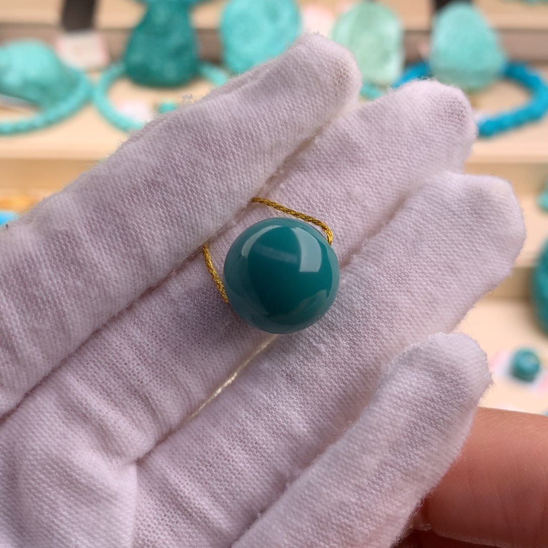 绿松石珠宝奇石未镶嵌14.2mm