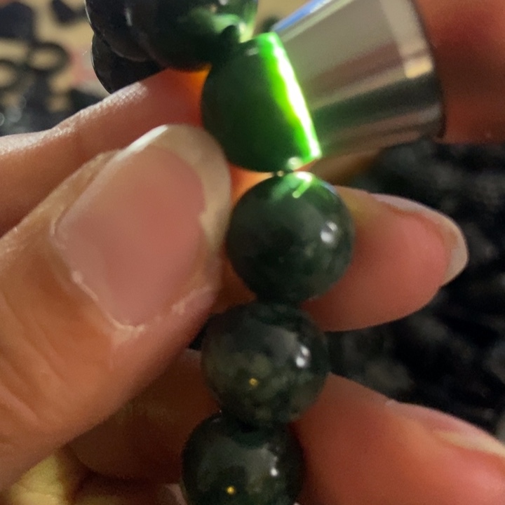 翡翠未镶嵌手链墨翠12墨绿色