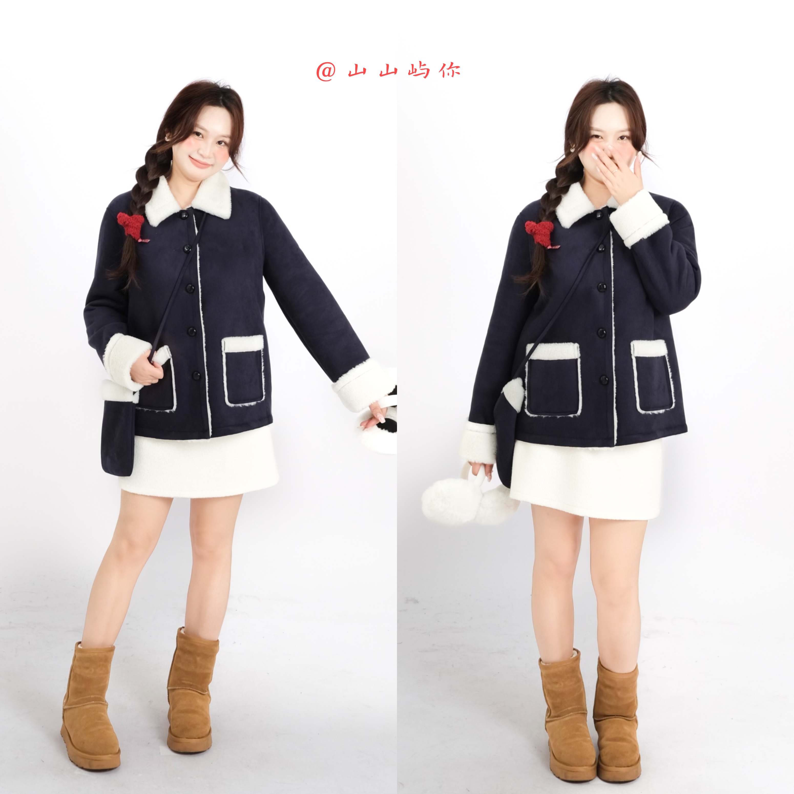 KMZY/KMZY山_山【街拍韩女】微胖mm韩版皮毛一体保暖外套女（带包包）