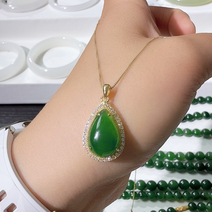 和田玉银S925镀金镶嵌颈饰