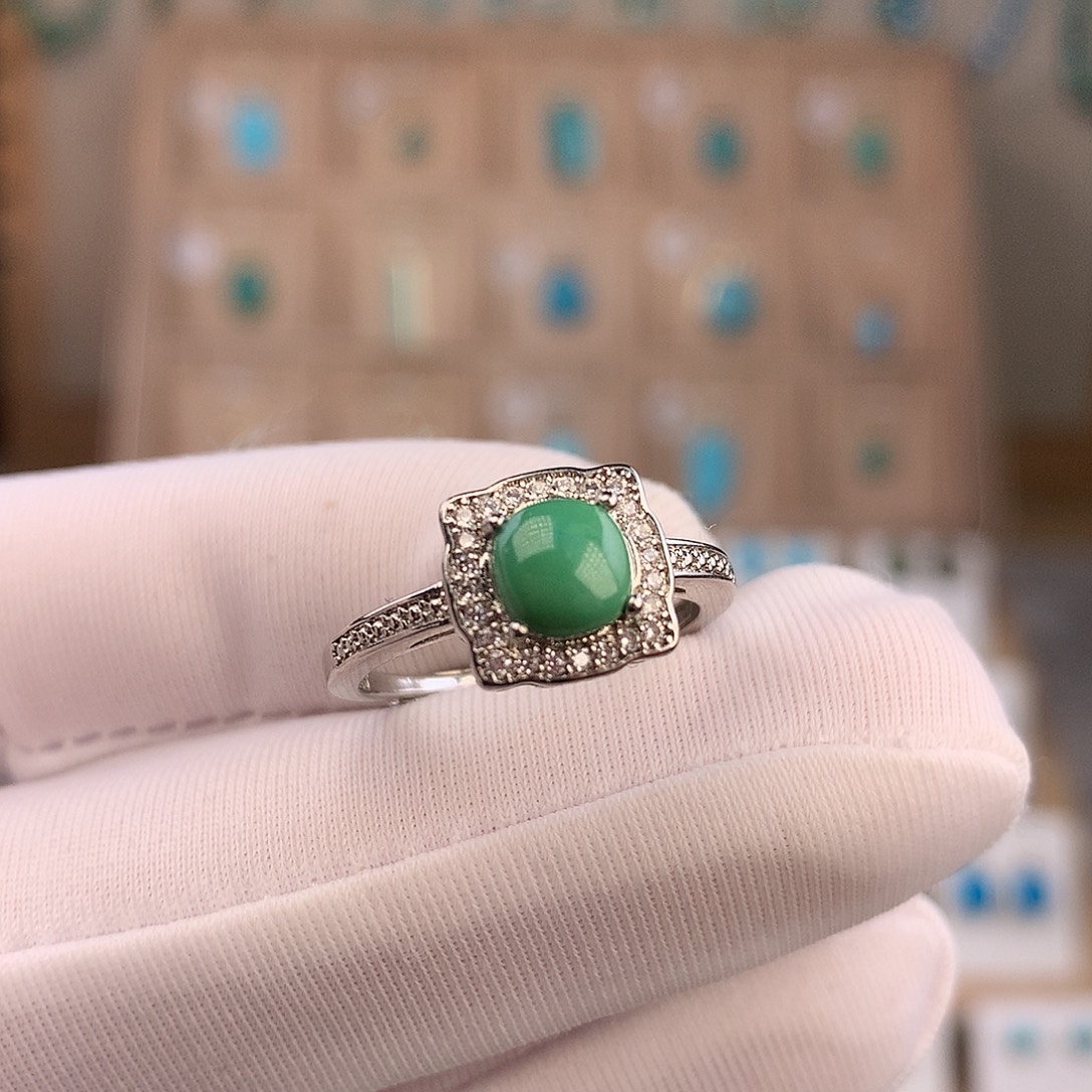 绿松石银S925镶嵌戒指