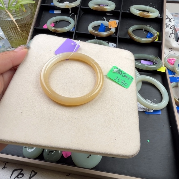 未镶嵌手镯和田玉玲珑美镯54.5