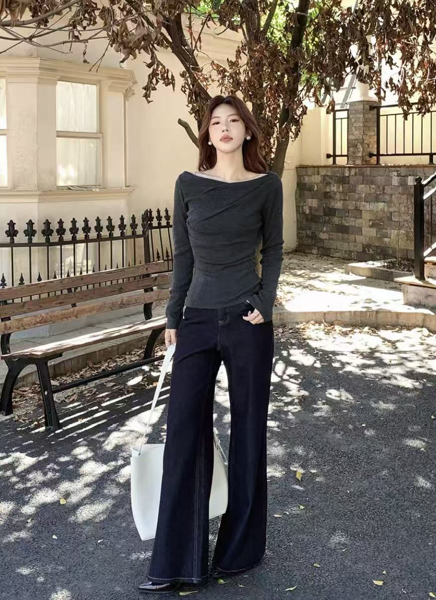 B.2025冬季女装新款加绒微辣阔腿裤