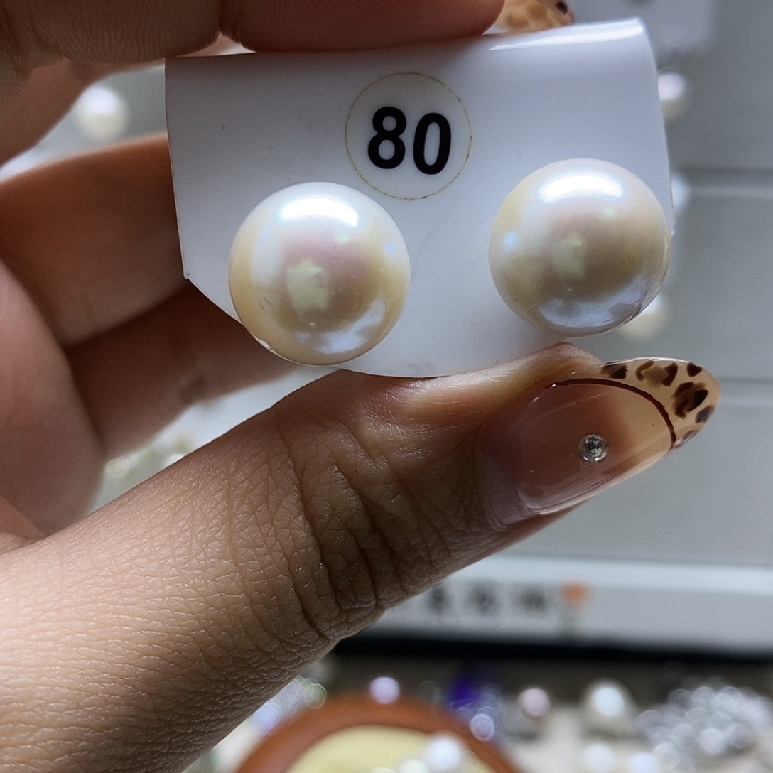 耳饰银S925镶嵌淡水珍珠
