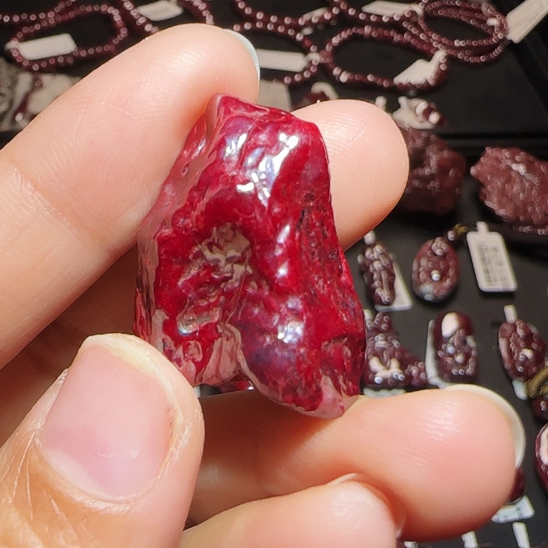 钊***天然辰砂朱砂吊坠31克