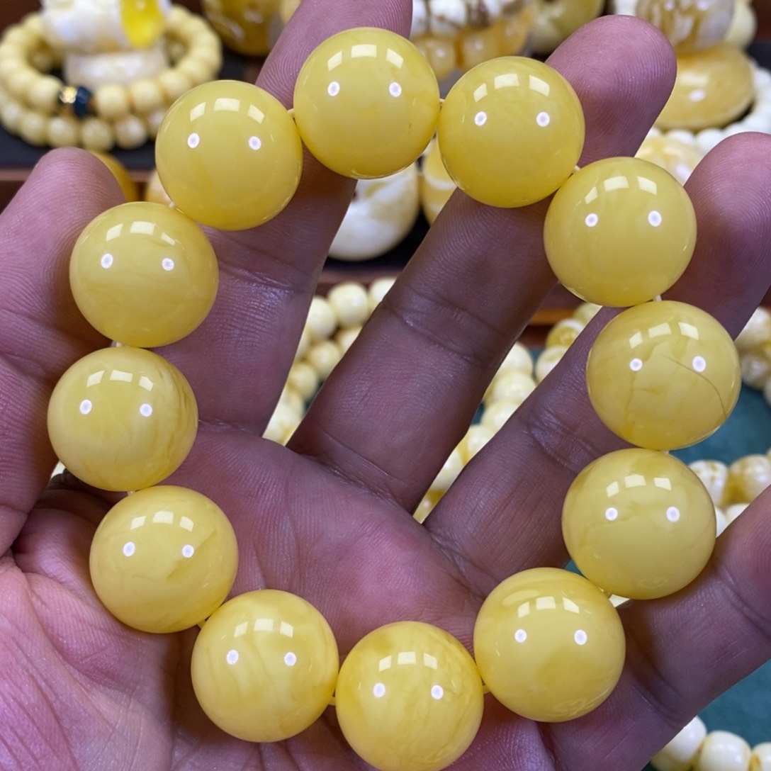 琥珀裸石未镶嵌尺寸20同料圆珠手串