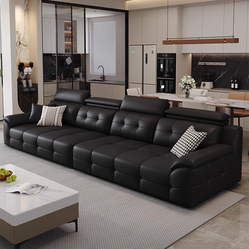 新款劳伦斯真皮沙发意式极简轻奢小户型家用客厅头层牛皮直排沙发