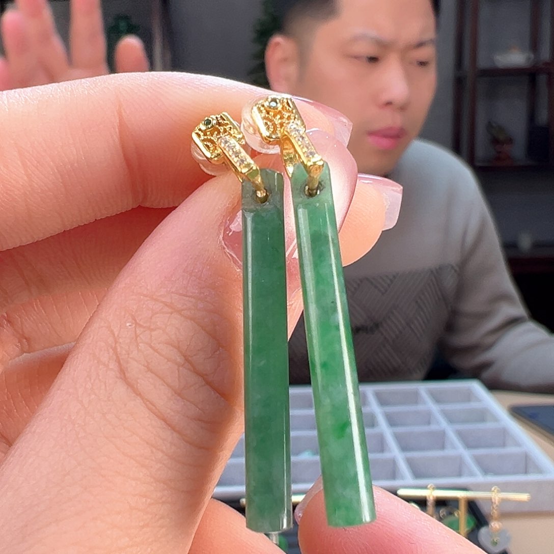 翡翠耳饰银S925镶嵌耳环11