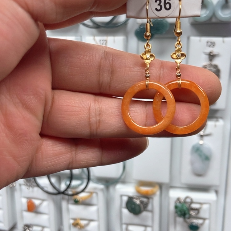 【闪购商品】翡翠耳饰银S925镶嵌耳饰