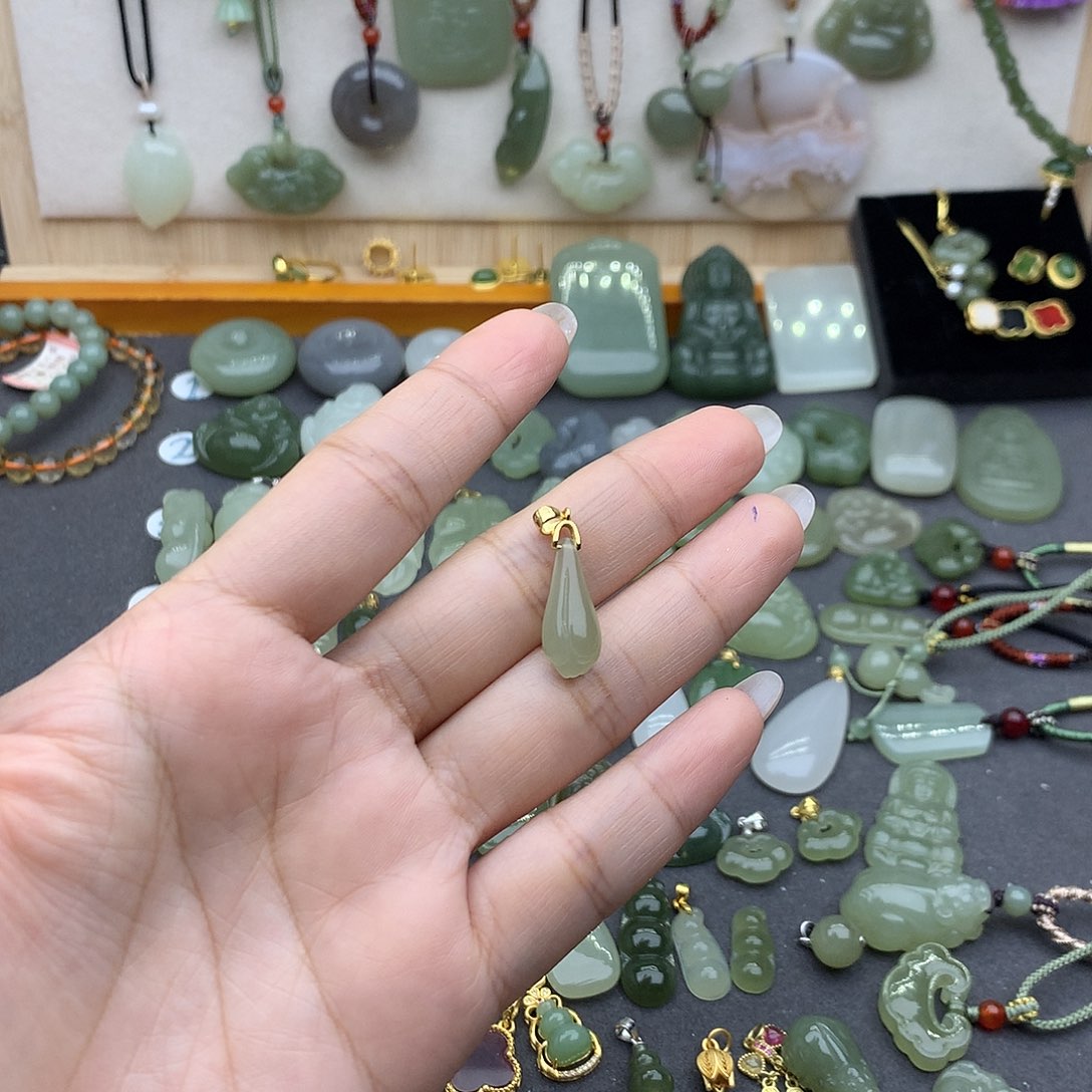 和田玉吊坠(不含链)银S925镶嵌