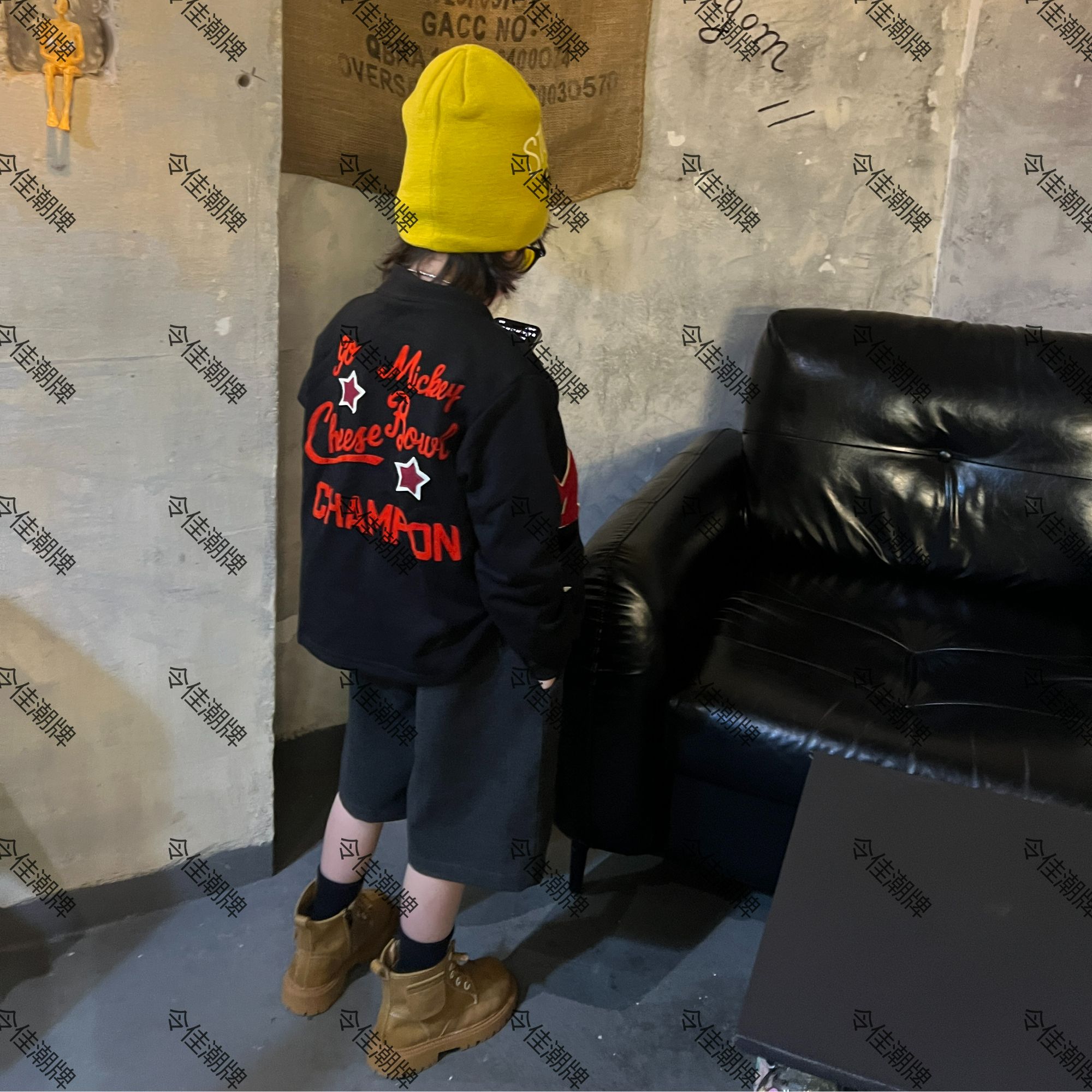 现令佳潮牌秋季儿童重工潮牌男女童贴布休闲外套上衣3105春秋童装