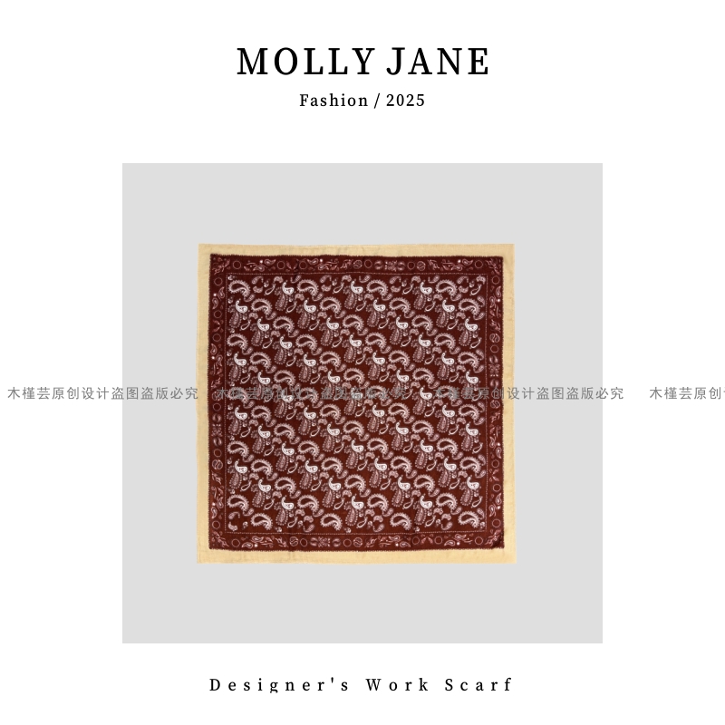 焦糖复古方巾秋冬爆款腰果高级女装配饰围巾披肩丝巾DJ106