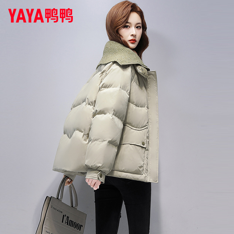 鸭鸭羽绒服女短款2025新款冬季翻领时尚爆款宽松洋气假两件外套