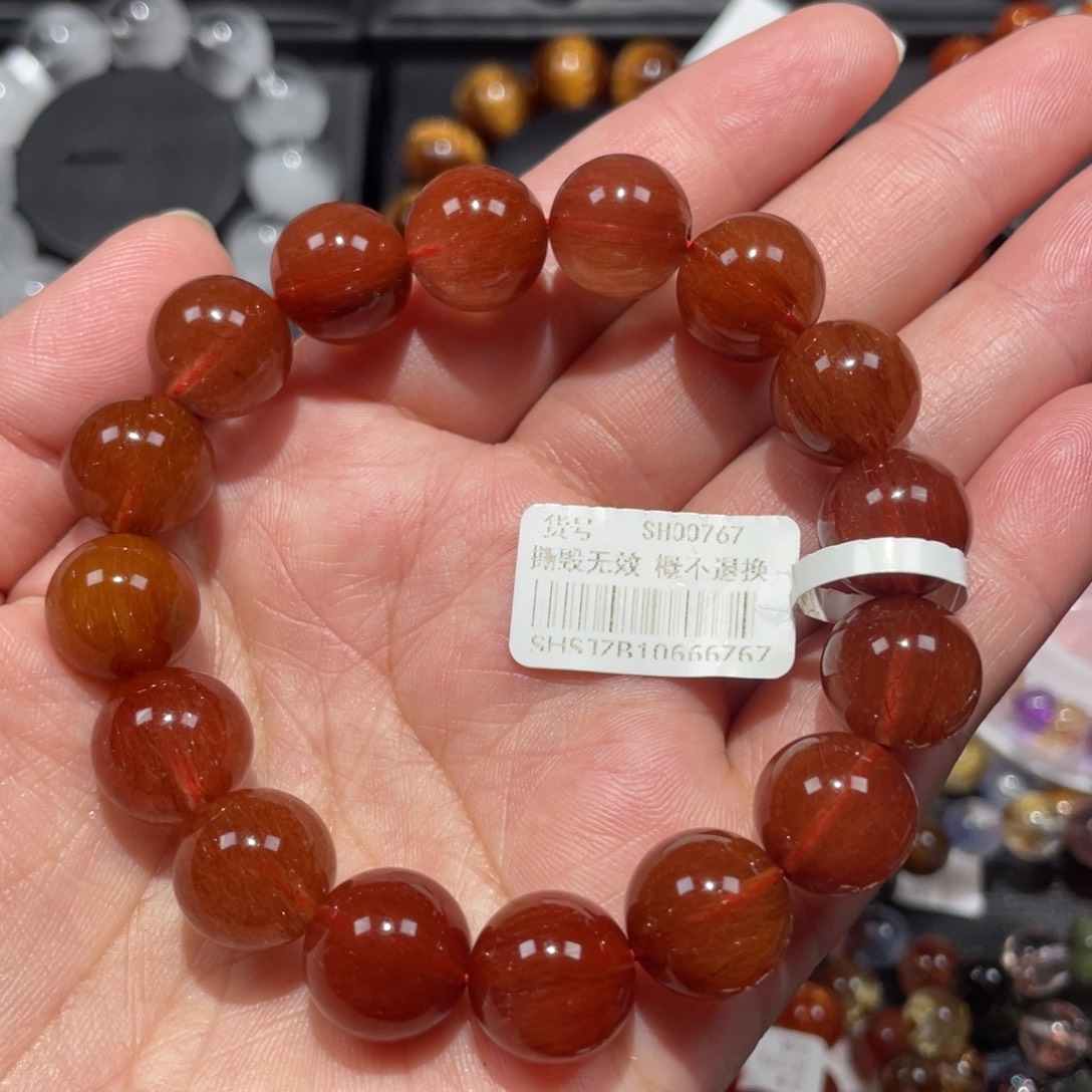 水晶手链未镶嵌红发晶13mm左右