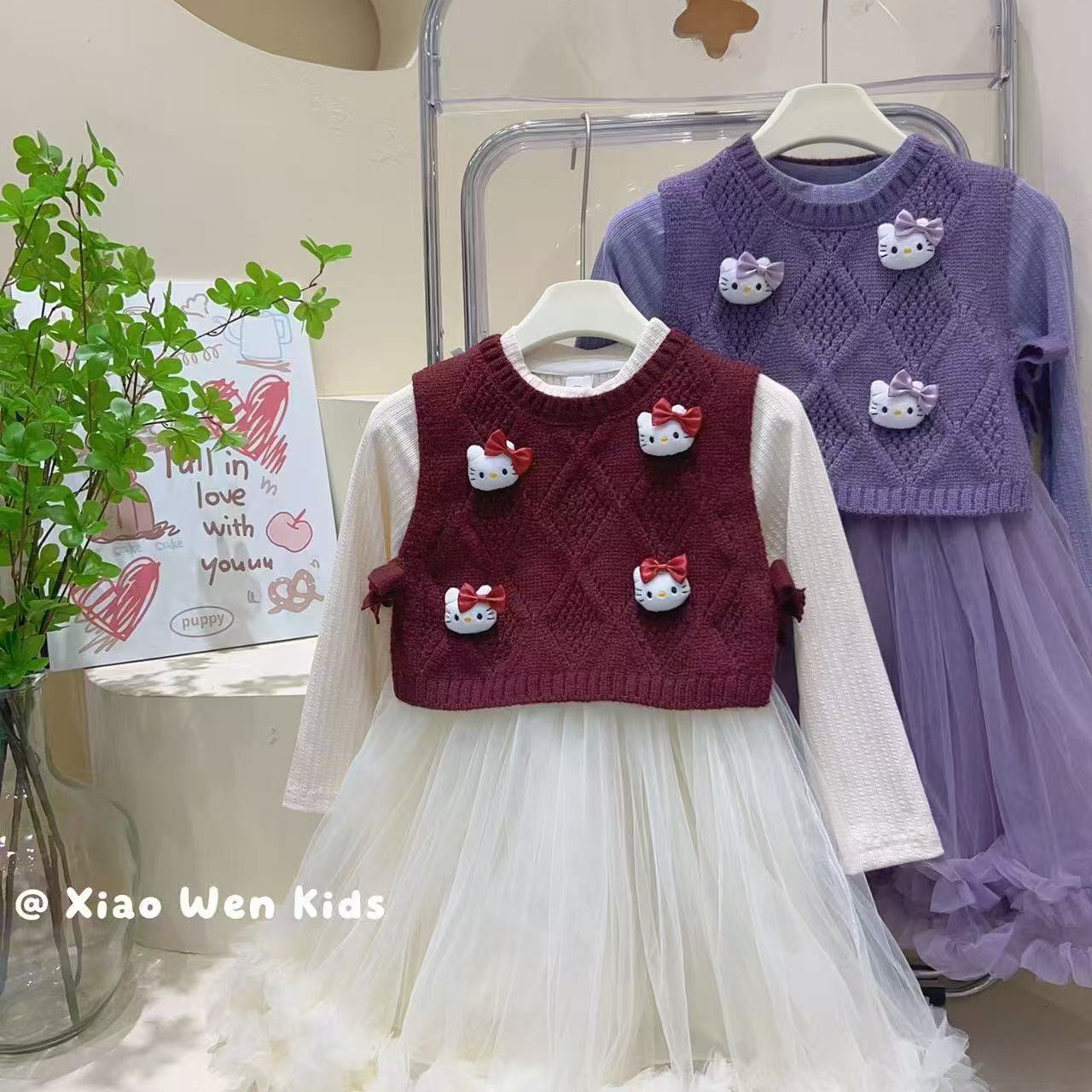 双排扣女卡通风森系秋季春秋套装女宝童装时尚