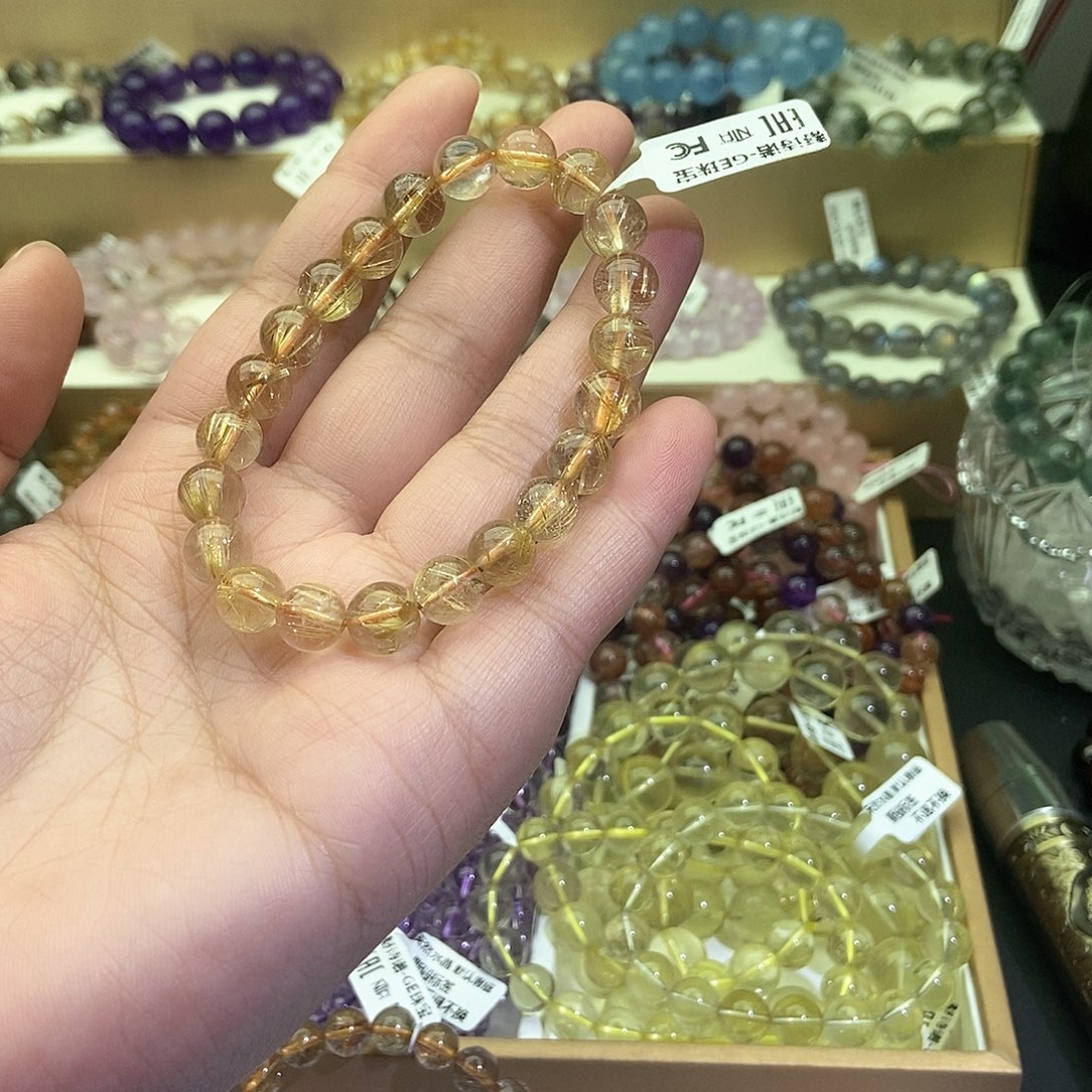 水晶手链未镶嵌?****笆金发晶9