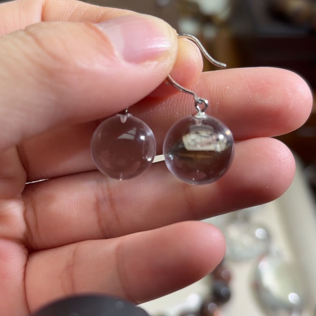 未镶嵌手链水晶耳勾