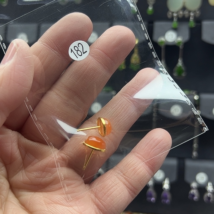 南红玛瑙耳饰银S925镶嵌宝*雪