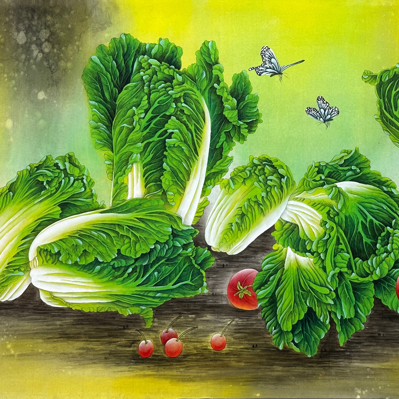 精品 工笔 白菜图 手绘国画