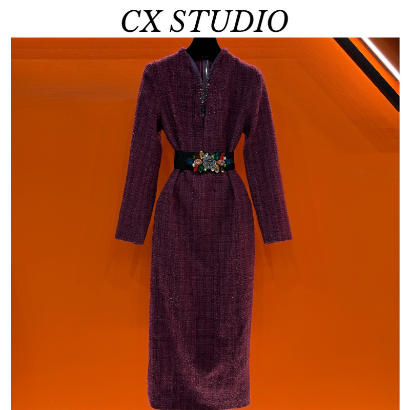 YC编码57 经典收腰轻奢时尚连衣裙（定制女装）CX245