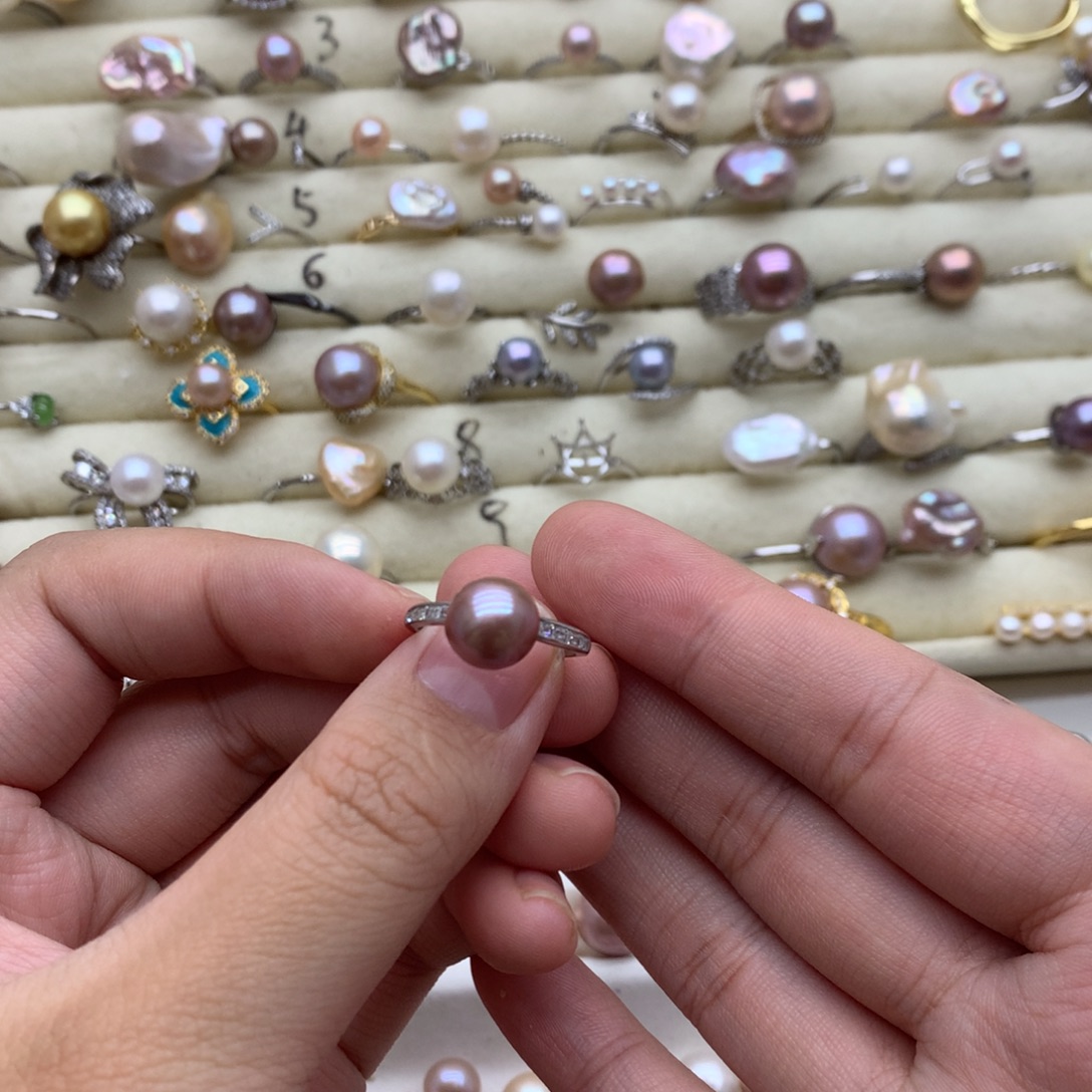 戒指淡水珍珠银S925镶嵌