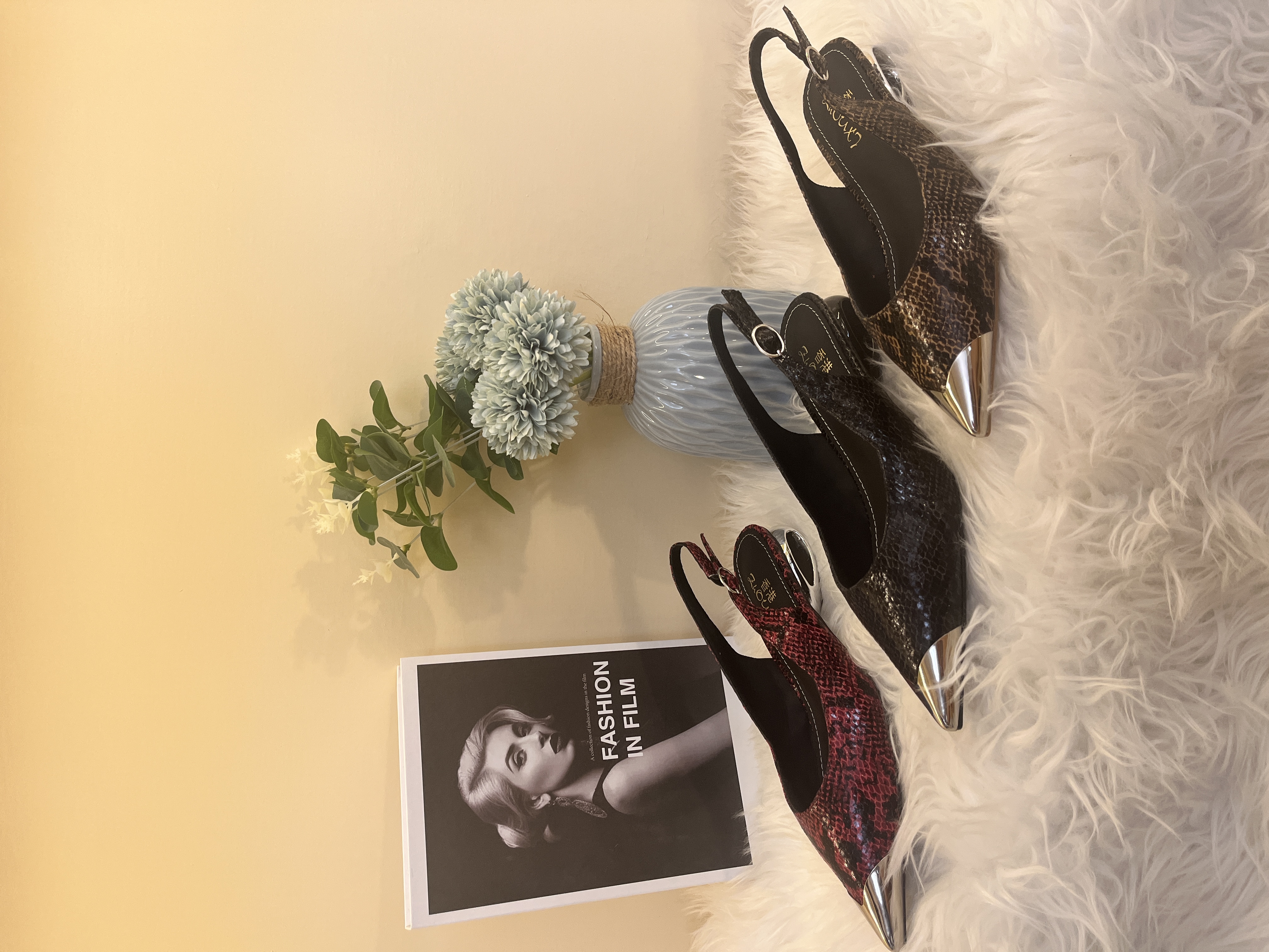 高跟鞋暗黑风性感尖头女士格子时装凉鞋法式低跟浅口气质时尚