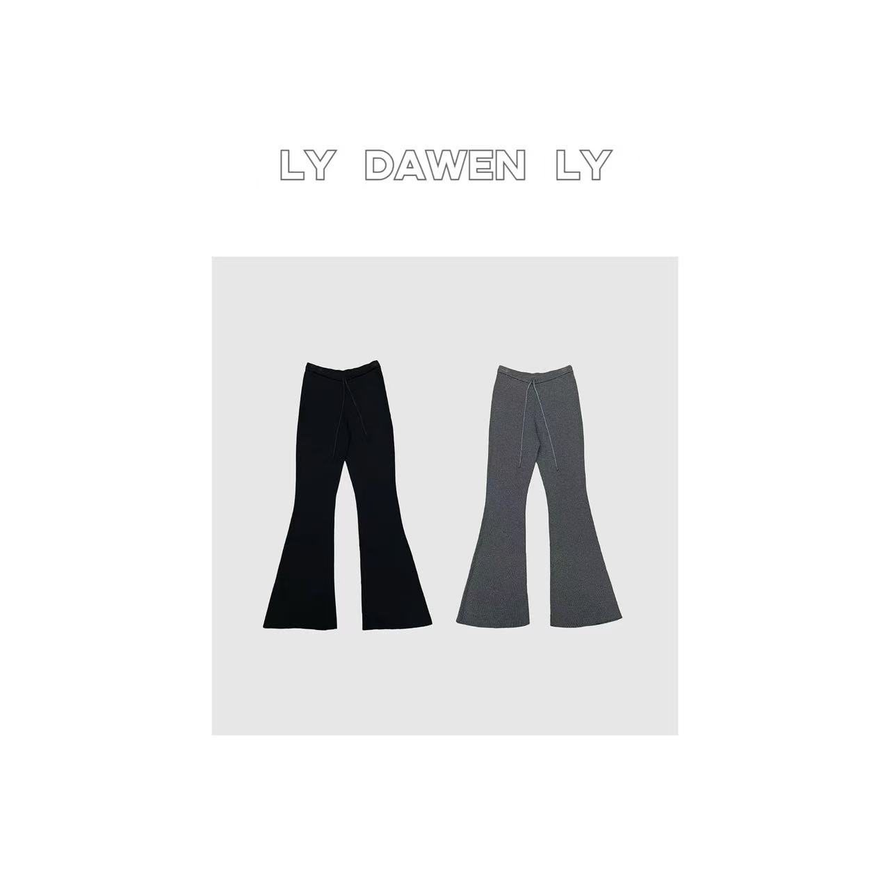 DAWEN  | 100%莱塞尔 软糯垂感显瘦抽绳坑条针织微喇休闲裤 N29#