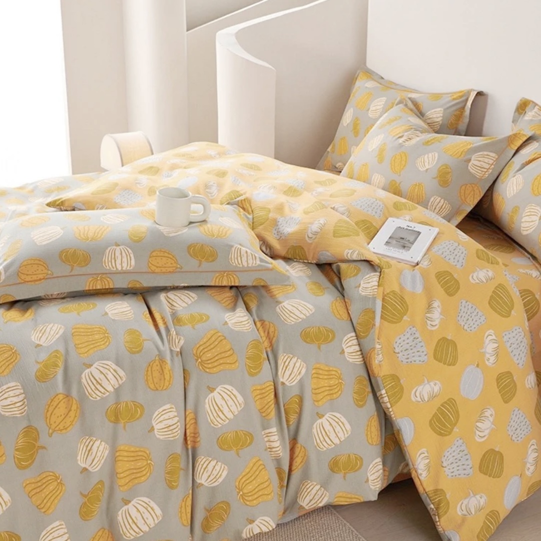 精纺高支斜纹面料大床单230×230柔软亲肤保暖【南瓜】